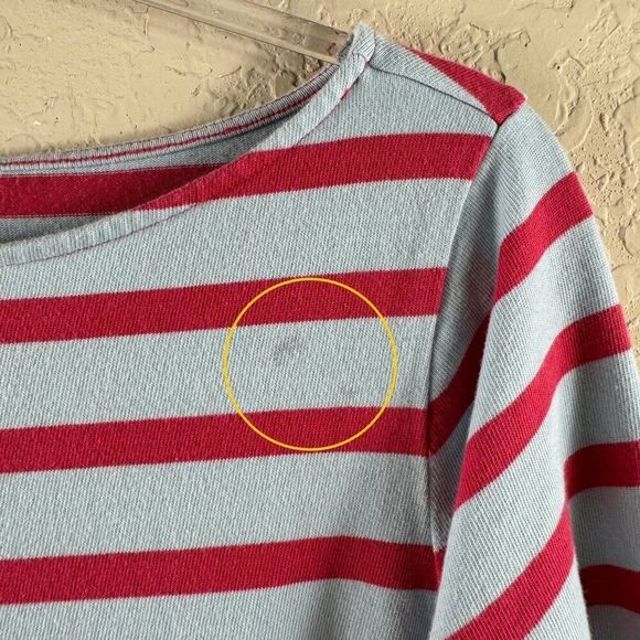 The Nines by Hatch Striped 3/4 Sleeve Maternity Tunic Top Medium Red Light Blue - Picture 3 of 7